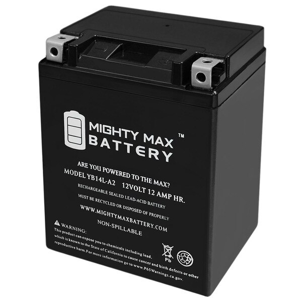 Mighty Max Battery YB14L-A2 12V 12Ah Battery for Kawasaki 500 EX500-A 1987-1993 YB14L-A234